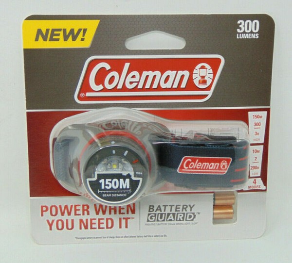 Coleman 300 Lumens 150m LED Headlamp With Battery Guard 2000032704 for