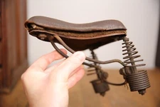 Antique bicycle Leather Saddle seat Long Spring springer motorcycle small child