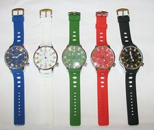 GENEVA X-LARGE SILICONE INTERNATION FLAGS BLACK,BLUE,WHITE,GREEN,RED WATCH-NEW