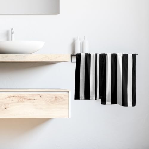 Black and White Hand Towels - Classic Towels Modern Black and White Striped - Picture 7 of 8