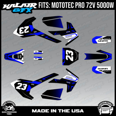 Graphics Kit for MotoTec Pro 72v 5000W (All Years) Evader Series - BLUE