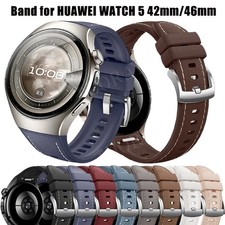 Quick Fit Silicone Leather Strap for Huawei Watch 5 42mm 46mm Rubber Wrist Band
