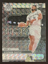 2024-25 Panini Mosaic Stephon Castle Give And Go Reactive Silver RC #6 Spurs