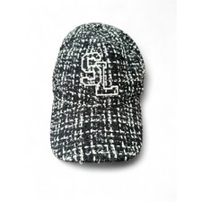 YSL SAINT LAURENT TWEED WOOL BLEND LOGO BASEBALL CAP HAT 56/SMALL