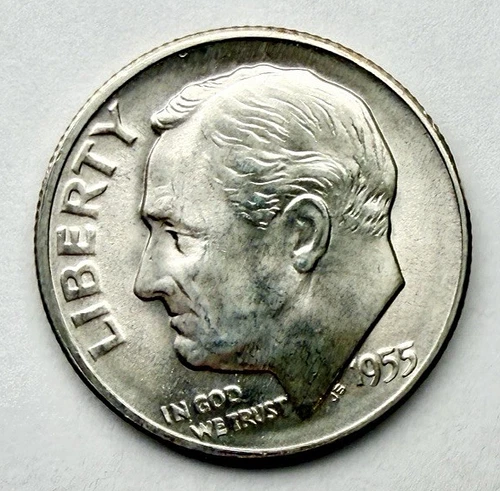 1955-S BU Silver Roosevelt 10c ~ Uncirculaated ~ Brillian Luster ~ Nice! ~ F51