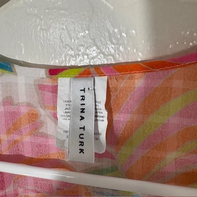 Trina Turk Kimono Womens L XL Multicolor Sheer Floral Beach Cover Up Boho - Image 4 of 4