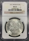 1921 NGC MS65 Morgan Silver Dollar $1 - Blast White