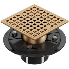 Champagne Bronze 4 Inch Shower Floor Drain with Flange - Square Shower Drain ...