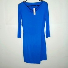 LA Made blue knit dress with wrap bottom. Size S NEW