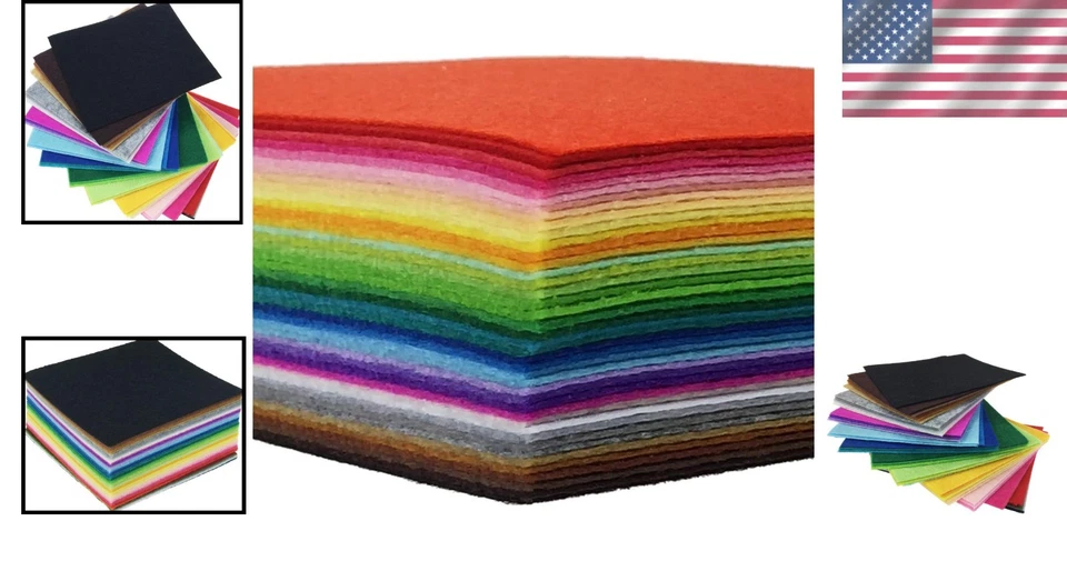 42pcs Felt Fabric Sheet 4"x4" Assorted Color DIY Craft Squares Nonwoven 1mm Thic - Image 2 of 4