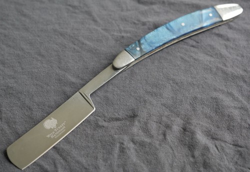OG Vintage Shaving Straight Razor Chrome Finish Sky Blue Handle Sharp Barber - Bild 4 von 5