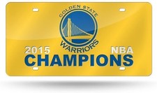 Golden State Warriors 2015 Champions Premium Laser Cut Tag License Plate, Mirror