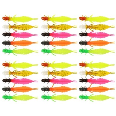 30Pcs Artificial Fishing Lures Swimbait Worm Soft Lures for Freshwater Saltwater