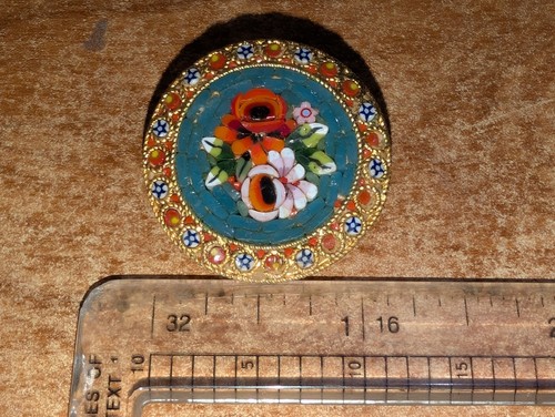 Vintage Italian Micro Mosaic Pin Brooch 1960-70s - Picture 4 of 5
