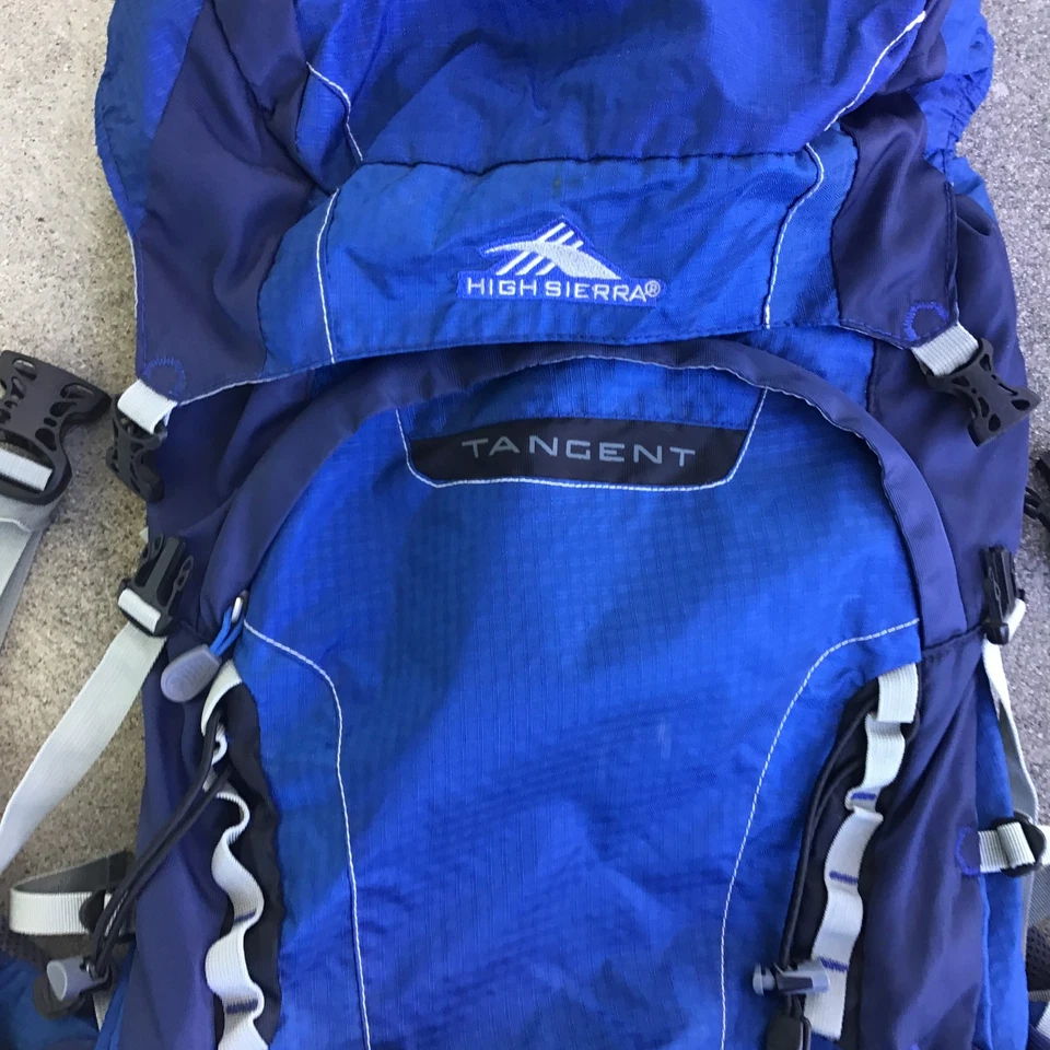 Mochila de Senderismo High Sierra Tangent 45 Azul Correa para Cadera Bolso Acolchado con Cubierta para Lluvia Foto 3 de 4