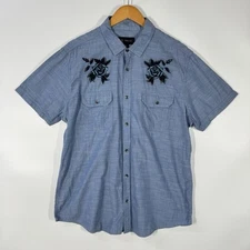 I.N.C International Concepts Mens Shirt XL Blue Button Up Short Sleeve