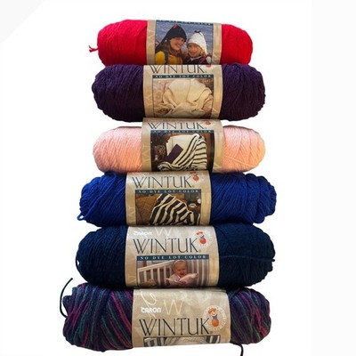 Caron Wintuk Yarn Lot 6 Skeins Worsted 4 Ply Red Purple Blue Peach Ombre USA