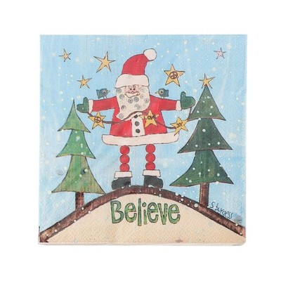 Enesco H2 Izzie and Oliver Painted Peace Santa Cocktail Napkin, 20/PK 6011375