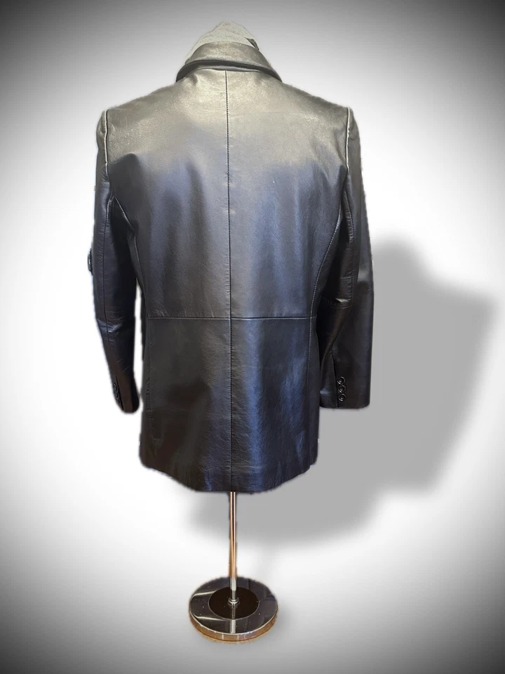 Excelled Men’s Large Black Leather Blazer. No Creases, Very Soft And Supple. - Image 4 of 4