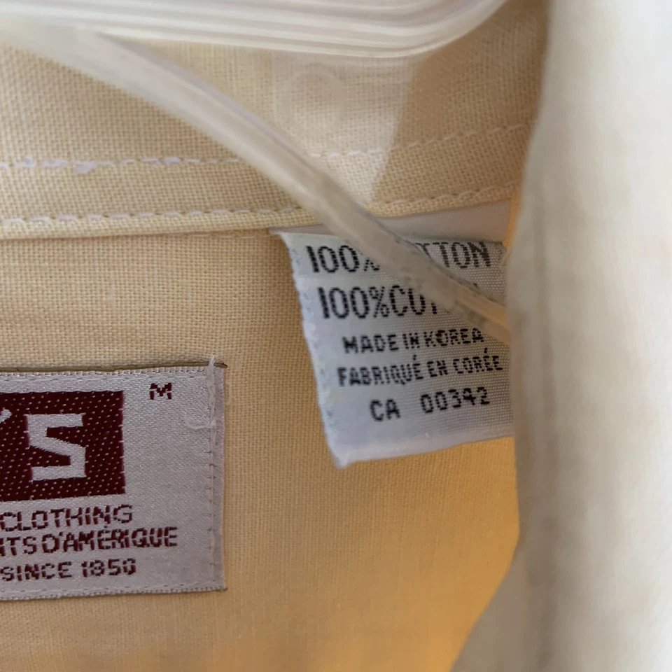 Vintage Levis 1950s 1960s Yellow Chest Pocket Button up Shirt men sz M - Image 4 of 4