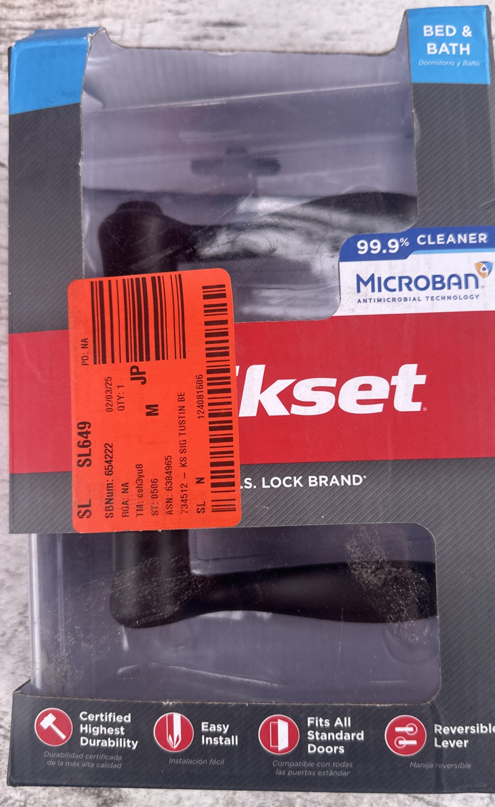 Kwikset Tustin Venetian Bronze Bed/Bath Door Lever Lock Set 97300-818 NEW