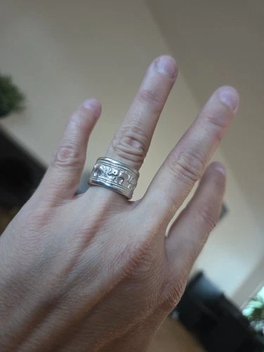 Vintage 925-Sterling-Silver Thick Elephants Good Luck  Band Ring 13mm/7.25sz