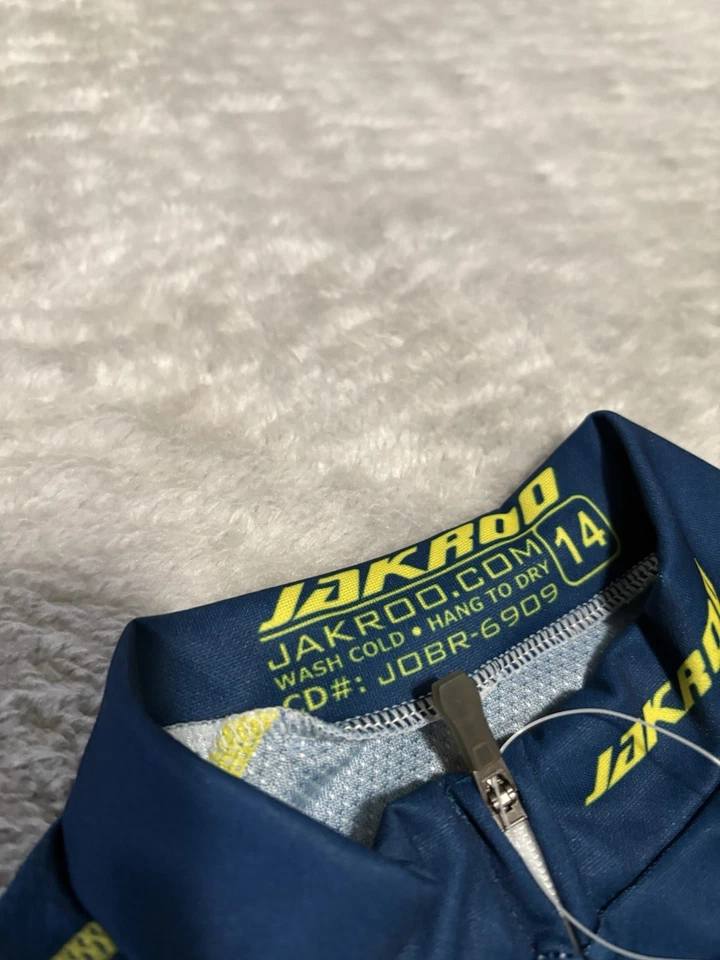 New Jakroo Cycling Blue Green Youth Jersey Shirt Size 14 Short Sleeve - Image 4 of 4