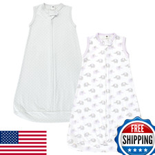 Hudson Baby Unisex Cotton Wearable Sleeping Bag, Sack, Blanket, Lilac Elephant