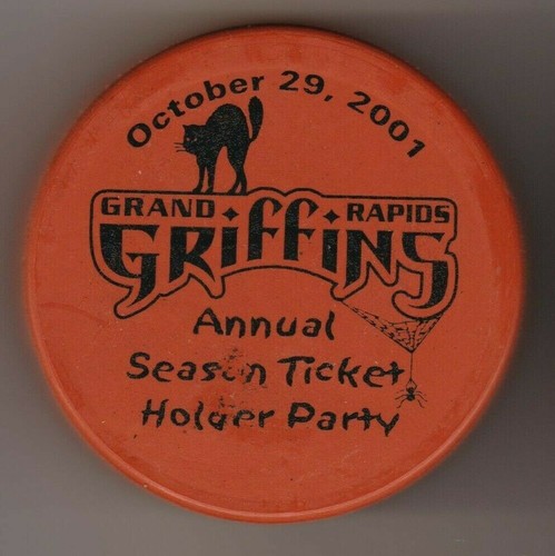 Grand Rapids Griffins 2001 Sea Ticket BLACK Cat AHL Hockey Orange USA Puck Bridg - Picture 3 of 4