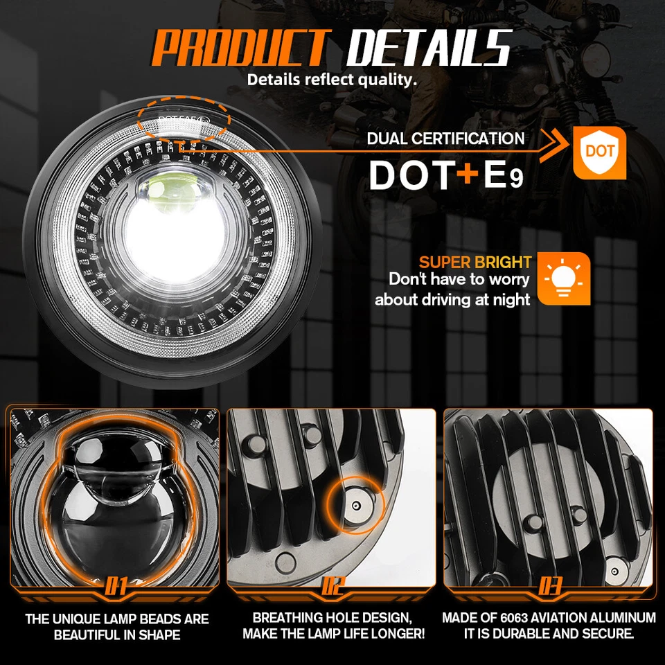 Faros LED redondos 4 piezas para camioneta GMC C15/C1500 1961-1972 C2500 5,75" 5-3/4" Foto 2 de 4