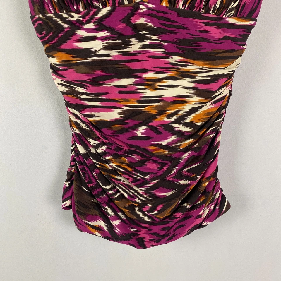 Купальный топ танкини Carmen Marc Valvo размер Small / 6 розовый черный белый для плавания - Изображение 3 из 4