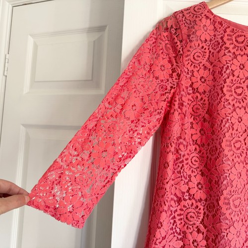 Jaeger Women’s Blouse UK 10 Pink Coral Floral Lined Top 3/4 Sleeve Smart Casual - Picture 2 of 8