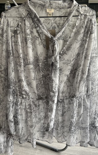 River Island grau bedruckte Bluse Größe 14 neu mit Etikett
