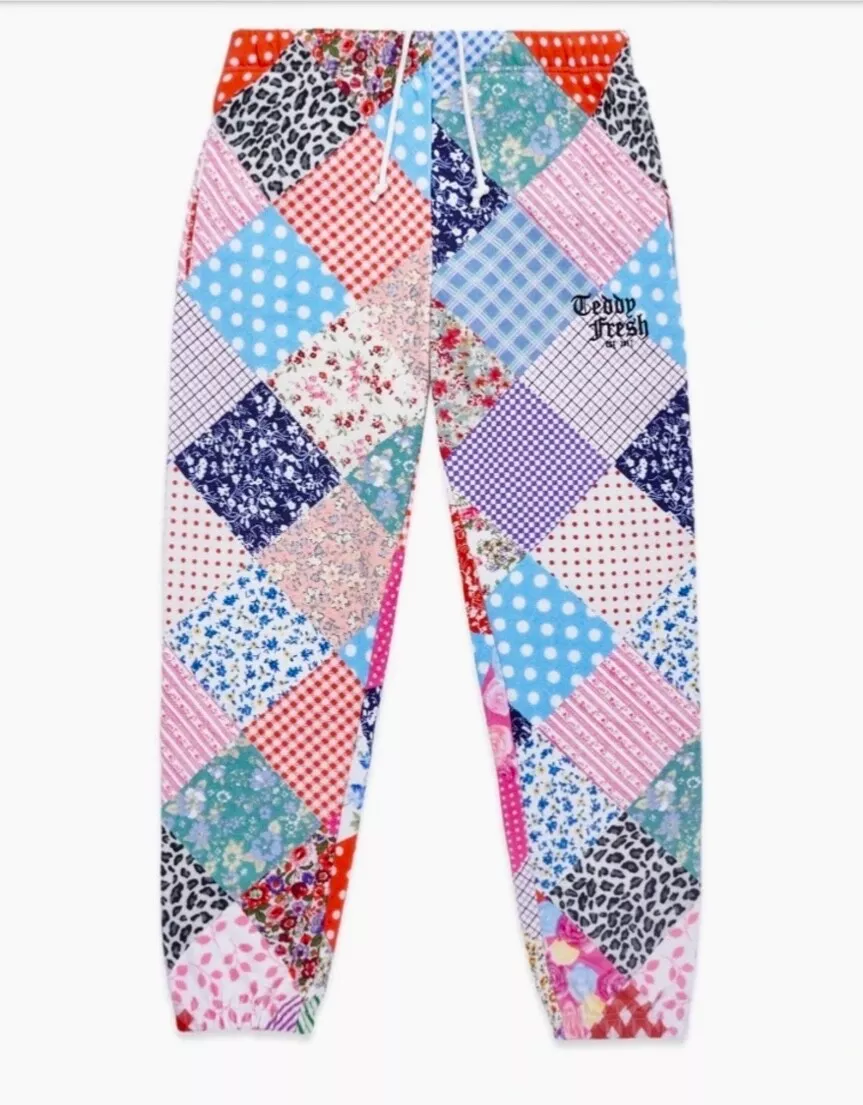 Teddy Fresh Quilted Patchwork Sweat Pants Joggers Brand New 3X with tag  sold out