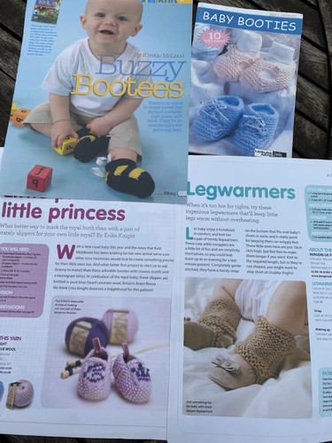 Botines de bebé Leisure Arts 10 diseños de punto y ganchillo + botines de abeja, calentadores de piernas - Imagen 1 de 7