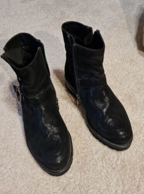 Boots Stiefeletten Gr. 38 Gerry Weber schwarz Rosen echt Leder