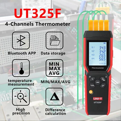 UNI-T UT325F 4CH Thermocouple Thermometer Type K J T E R S N ℃/℉/K Bluetooth