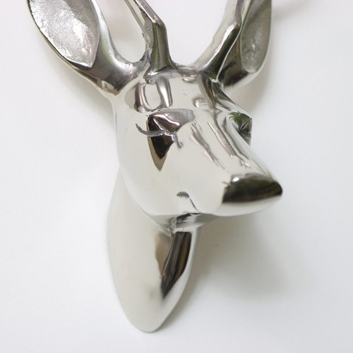 Metal polished silver wall art hanging stag deer head decoration ornament gift - Picture 3 of 4