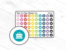 1483-34 Birthday Cake Icon Planner Stickers.