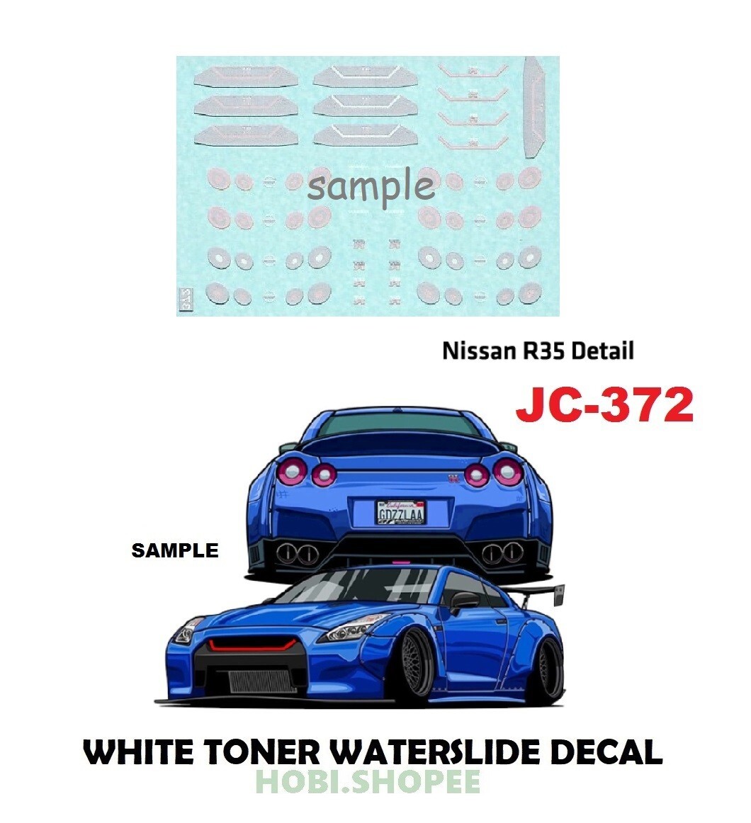 JC-9372 White Toner Waterslide Decals NISSAN R35 Detail 1:64 Hot