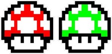 Nintendo NES 8-bit Super Mario Bros. Mushroom 1up 4" Vinyl Decals Sticker Emblem