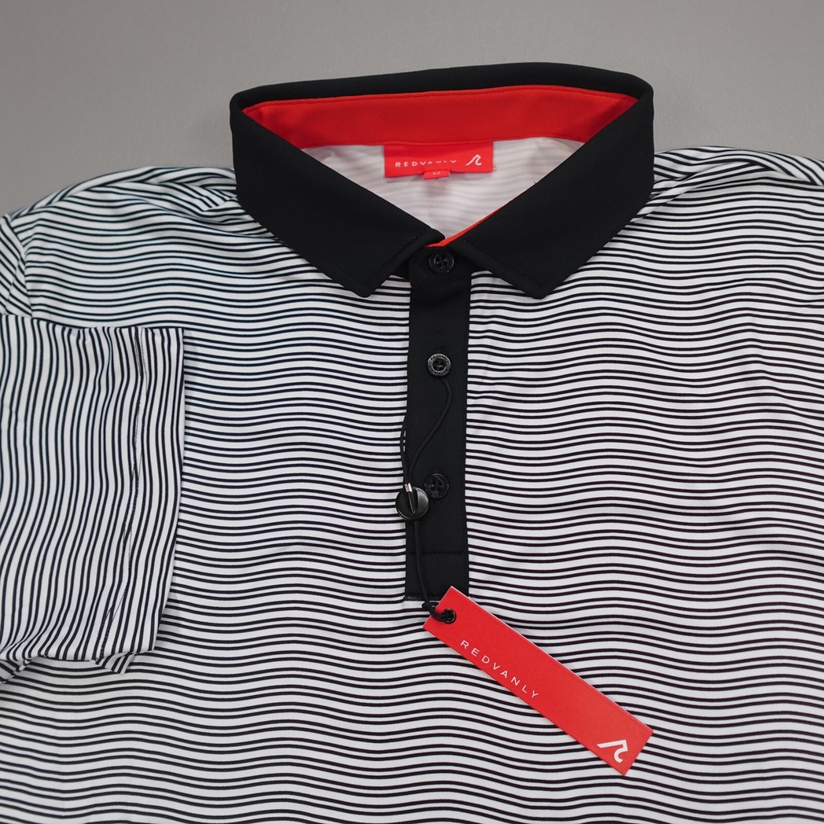 Redvanly Carlton Tuxedo Black/White Striped Golf Polo Shirt Rugby