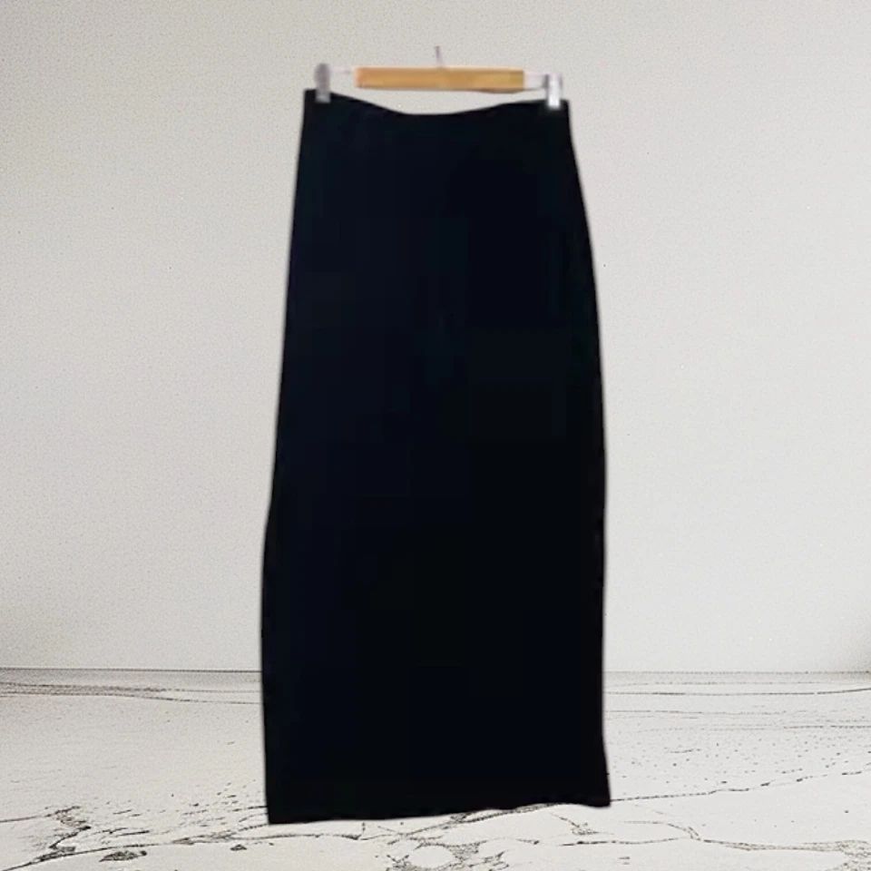 Falda midi vintage de terciopelo para mujer Lillie Rubin talla grande elástica clásica negra Foto 4 de 4