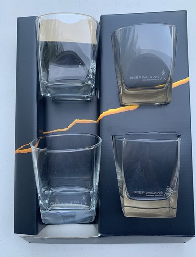 Johnnie Walker, Keep walking Square Base Rocks Glass Etched set of 4 & More! - Picture 3 of 7