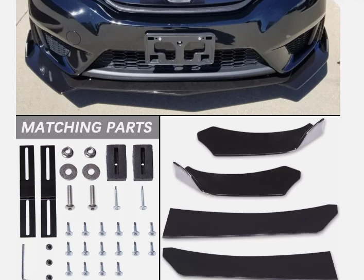 For Mitsubishi Lancer Front Bumper Lip Splitter Spoiler Body Kits Glossy Black - Image 2 of 4