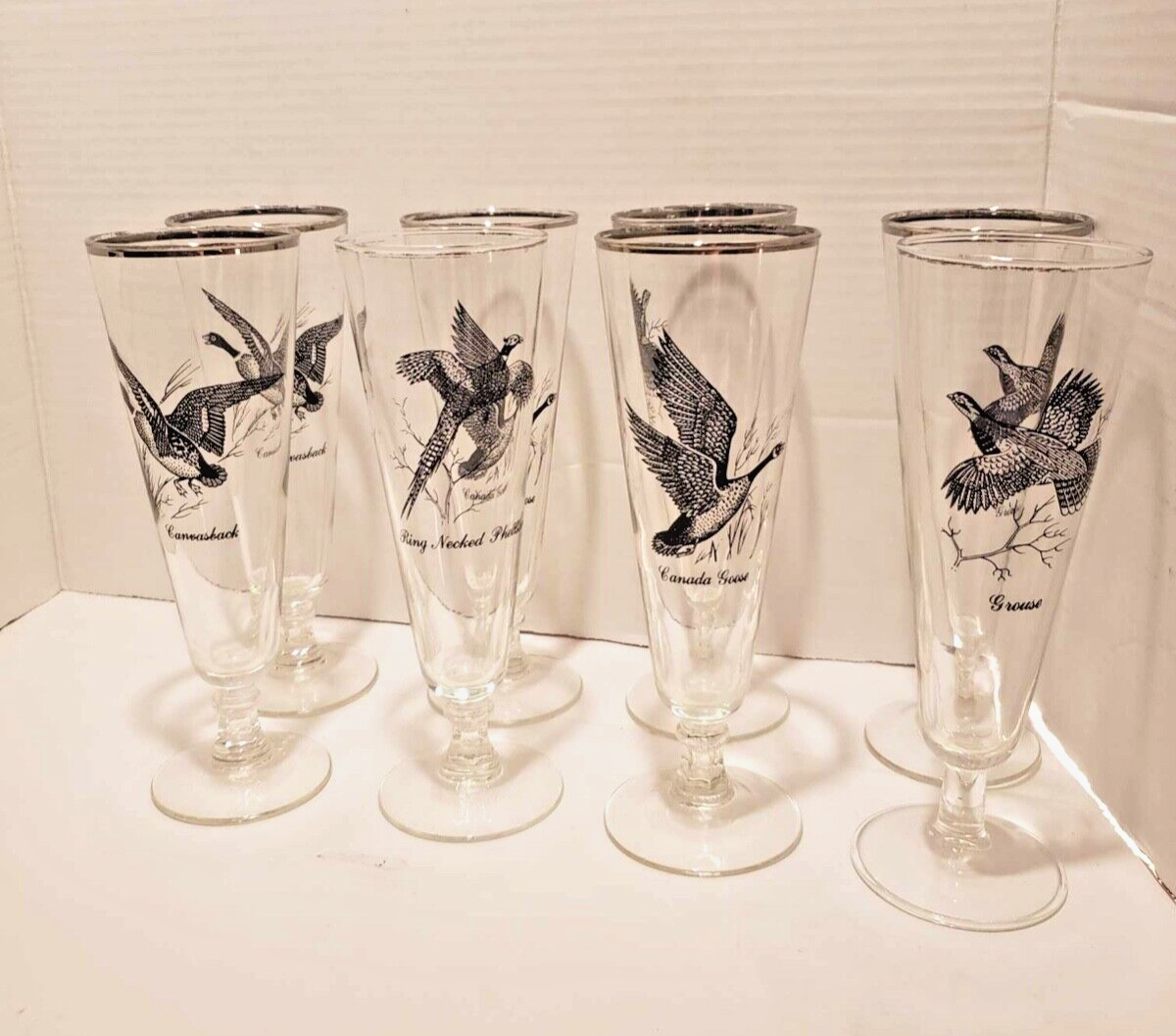 5 Vintage Variety Cocktail Glasses - Game-bird duck hunting decor Canadian Goose