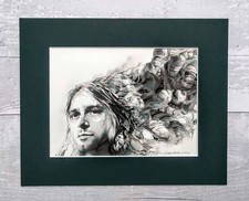 Kurt Cobain / Nirvana / Original Watercolor and Ink On Paper by Sergej Hahonin