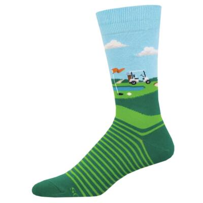 Socksmith Men's Crew Socks Golf Course Green Fore Putt Fun Novelty Footwear
