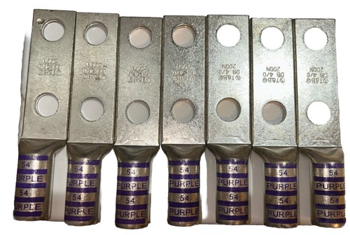 *QTY 7 * Thomas & Betts 54866BE Copper Two-Hole Lug, 4 AWG (No Box). F6