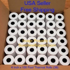 Zebra RW420/QL420/ZQ520 4" x 100' Thermal Paper 36 Rolls 3/4" Core Free Shipping